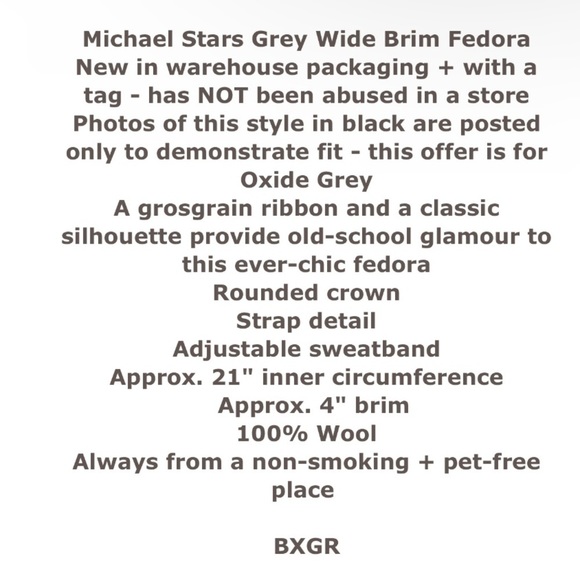 Michael Stars Grey Wide Brim Fedora Women\'s Grey 100% Wool Grosgrain Ribbon NWT main image 9